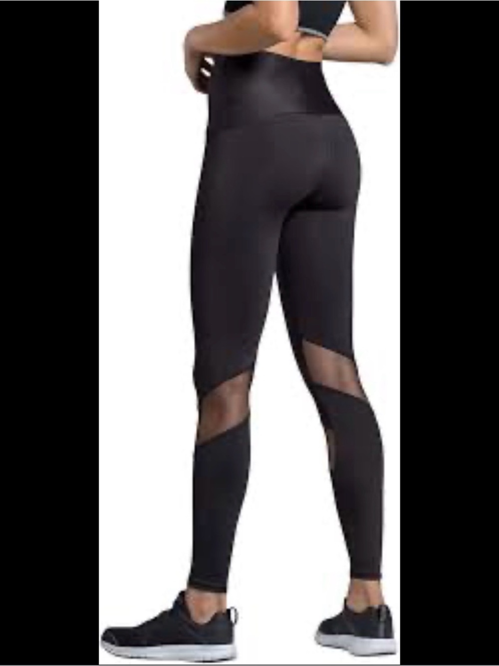 Leonisa High-Waist Black Mesh-Panel Leggings